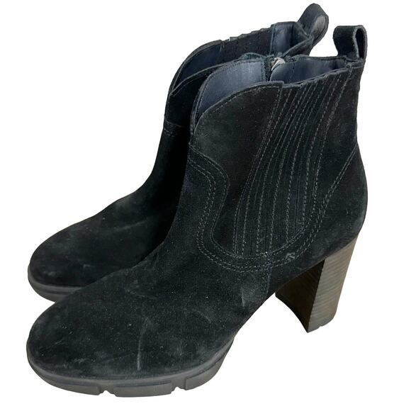 Paul Green NWOB Oakley Suede Boot Black Size 5.5 (US 8) Side Zip Chunky Heel - Picture 5 of 10